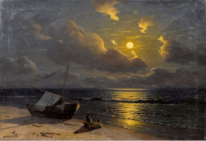 Восход луны в Отузах. (1905-1910). Автор: Г.О. Калмыков. 