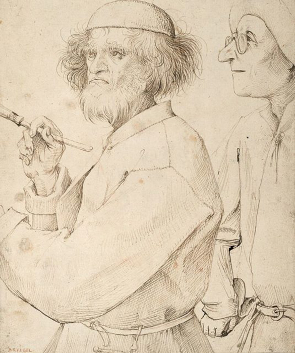 Рисунок «Художник и знаток», автопортрет, ок. 1565—1568 гг.