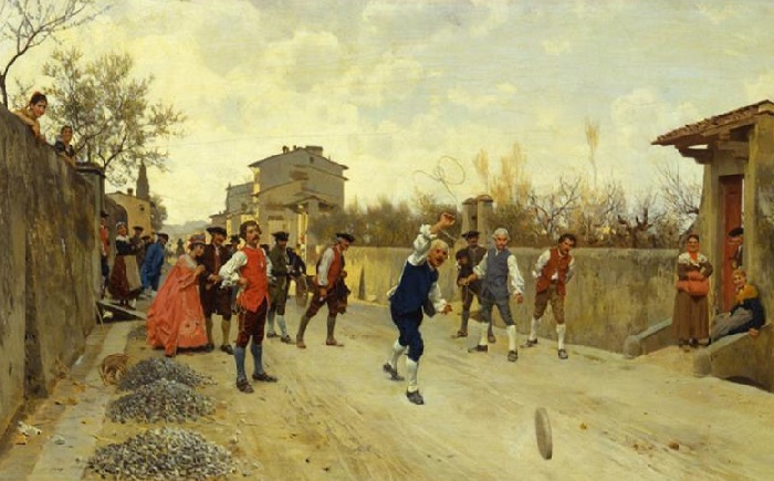 Игра в Руццолы. (1880 год). Художник: Рафаэлло Сорби.