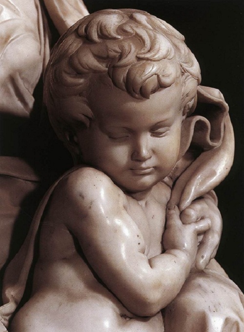 Мадонна Брюгге. Фрагмент. Автор: Микеланджело Буонарроти.
