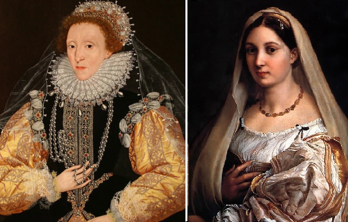  Елизавета I. Автор:Джордж Гауэр (1540–1596) / «Дама под покрывалом. Донна Велата». Автор: Рафаэль. 