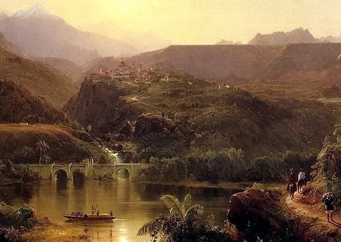 Тропический пейзаж. (1873 год). Фрагмент. Автор: Эдвин Чёрч.