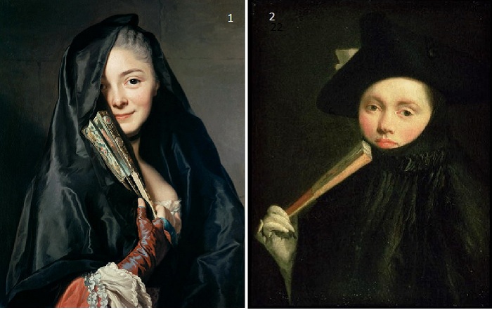 <br>1. Александр Рослин. «Портрет Marie-Suzanne Roslin». <br>2. Джованни Баттиста Тьеполо. «Дама в треугольной шляпе». (1755-60).