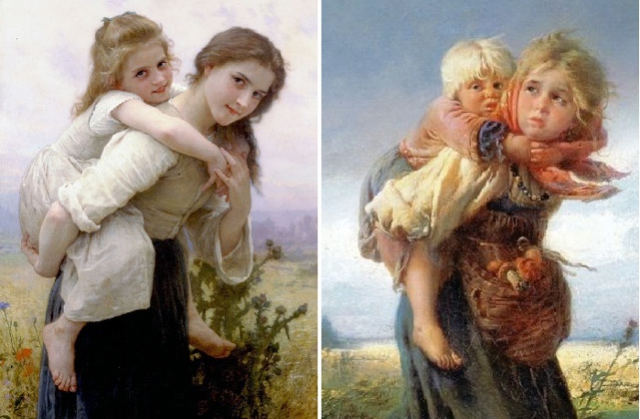 1.Адольф-Вильям Бугро. «Сестры». <br>2. Константин Маковский. «Дети, бегущие от грозы». 
