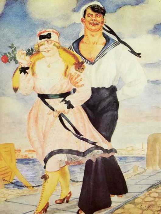  Матрос и милая. (1920). Автор: Б.М.Кустодиев.