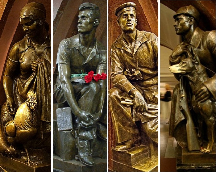 Бронзовые скульптуры на станции метро «Площадь Революции»