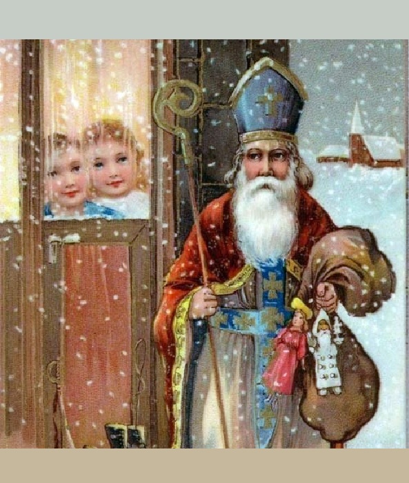 Святой Николай, разносящий подарки детворе под Новый год.