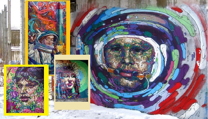 Стрит-арт портреты художника Романа Мураткина.