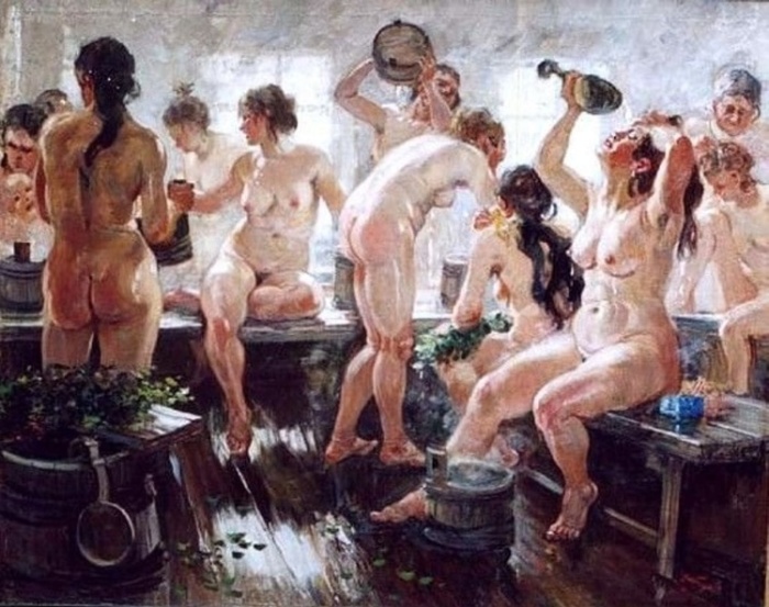 «В бане».(1938 год). Автор: А. Герасимов.