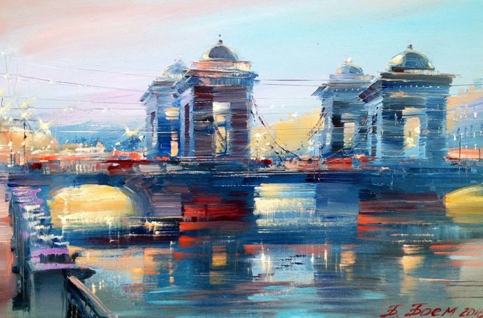 Вечерний Ломоносовский мост. Автор: Бэгги Боем.
