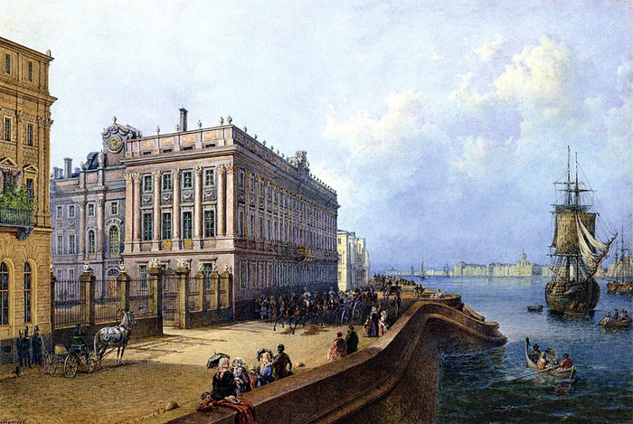 Садовников В. С. Набережная Невы у Мраморного дворца. 1847 год