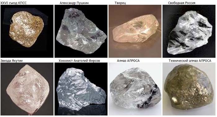 Крупные алмазы, найденные в России