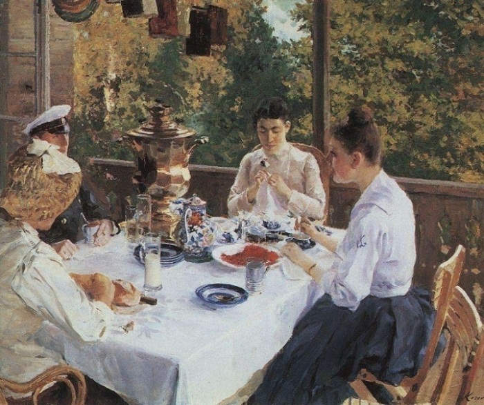 Константин Коровин «За чайным столом», 1888 год