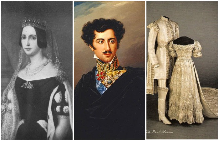 Жозефина Лейхтенбергская, будущая королева Швеции, Оскар Шведский и их свадебные костюмы 1823 года 
