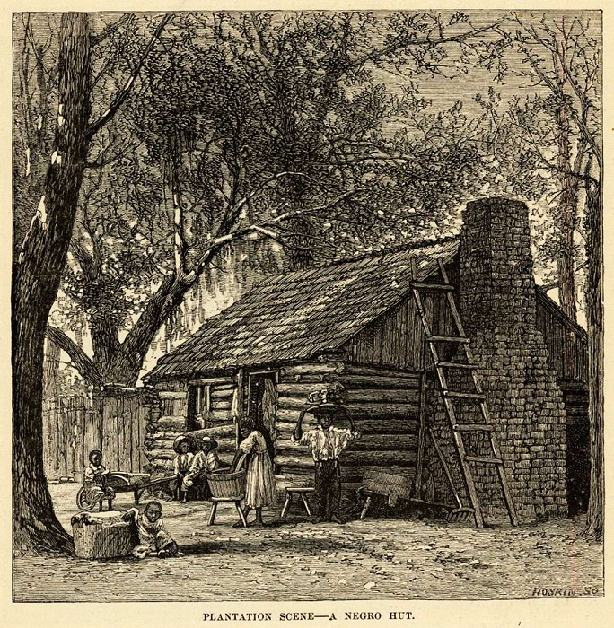 Бревенчатое жилище семьи рабов (Юг США, 1860-е годы)