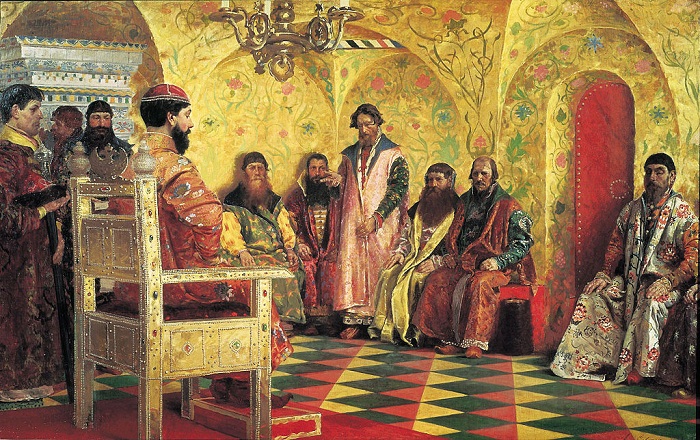 Рябушкин А. Сидение царя Михаила Фёдоровича Романова с боярами