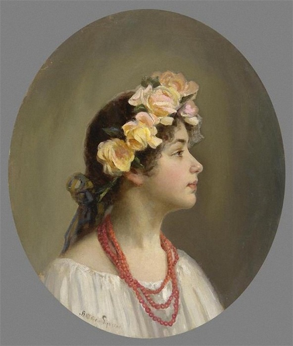 Виктор Штембер. Портрет девушки в венке. 1905 г.
