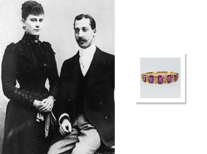 Официальное фото принцессы Виктории Марии Текской и принца Альберта Виктора в честь королевской помолвки, декабрь 1891 года
