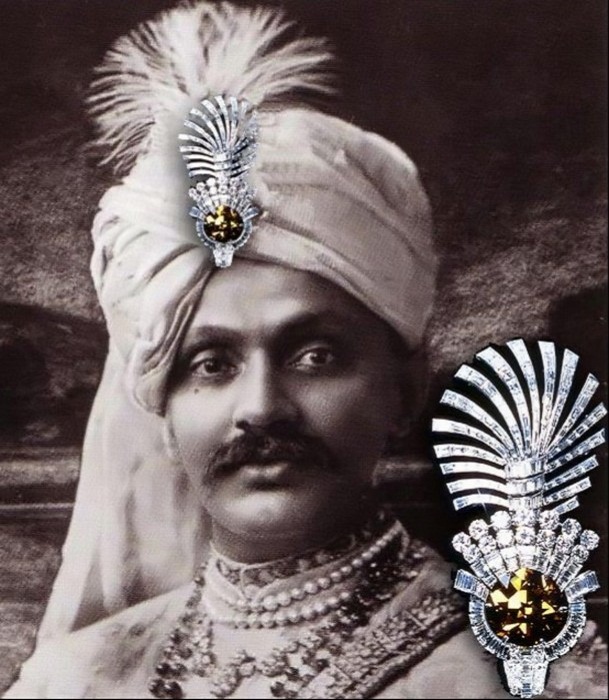 Плюмаж для чалмы Махараджи Наванагара «Глаз Тигра», платина, бриллианты, Cartier, 1934