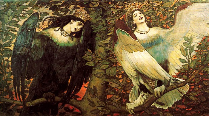 Виктор Васнецов Сирин (слева) и Алконост. Песнь радости и печали. 1896 год