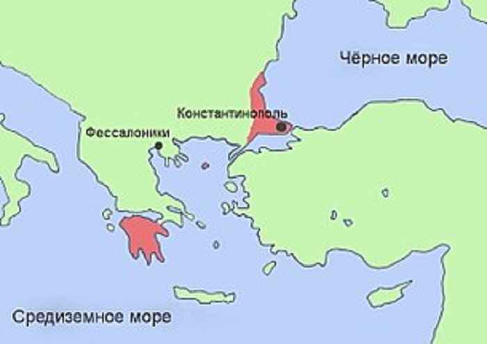 Византия на карте в период упадка 1453 год