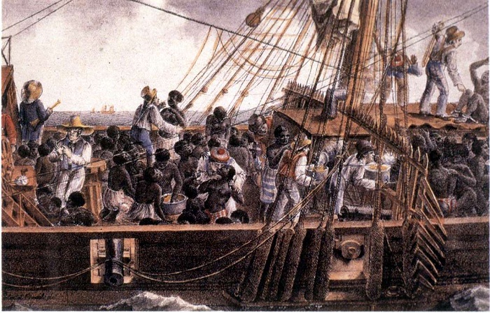 На верхней палубе судна для перевозки африканских невольников (первая половина 19 века)