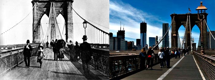 Бруклинский мост в XIX веке и в наши дни