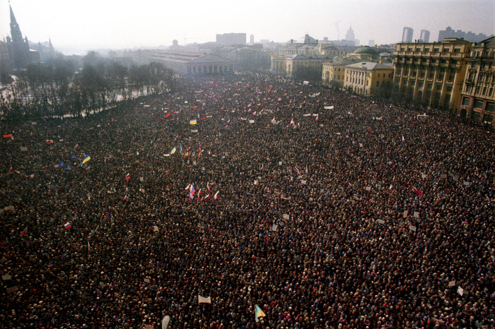 Москва, митинг за сохранение СССР. /Фото: yeltsin.ru