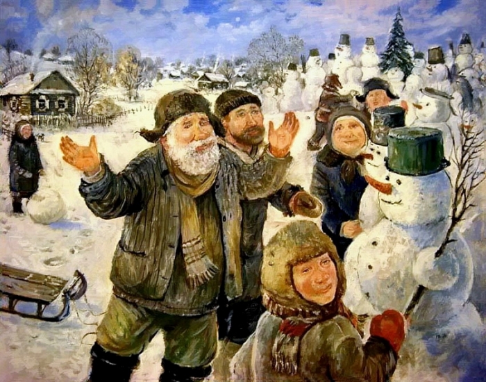 Смешных снеговиков лепят и сегодня, только никто при этом не считает, что они должны воздействовать на урожай. /Фото: globaltalents.ru