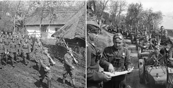 Чехословацкий батальон в освобожденных украинских селах. 