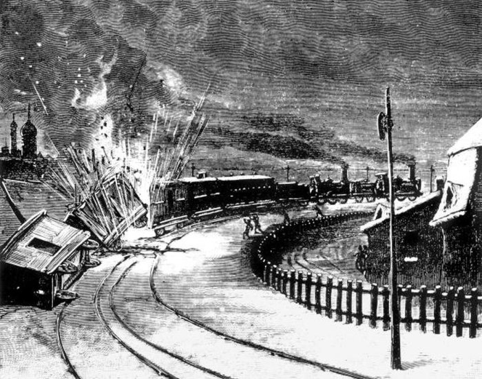 Г. Мейер. Взрыв поезда, везущего багаж императорской свиты. 1879 год./Фото: img.rg.ru