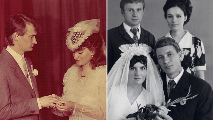 Невеста 70-х ставила на необычные головные украшения. 