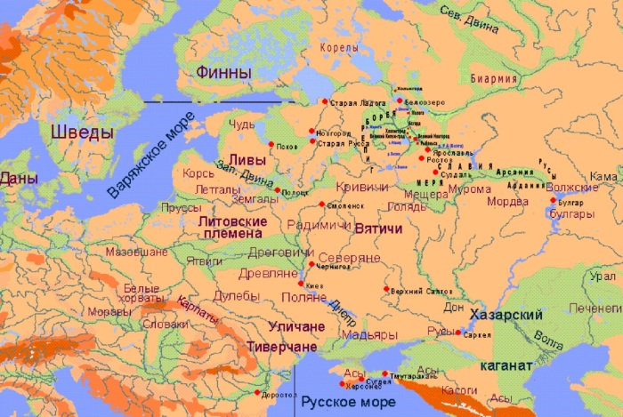Карта славянских племен на территории  современной России./Фото: perstni.com