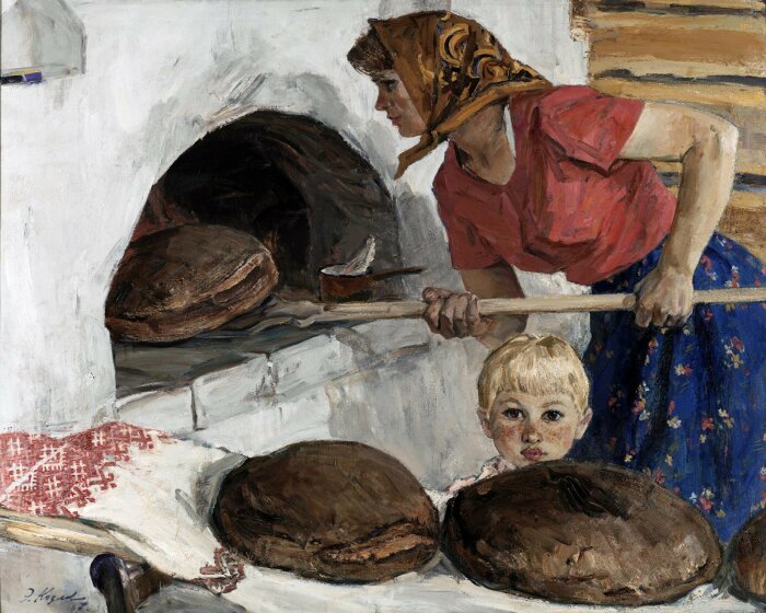 На Руси выпеканием хлеба и готовкой в печи занимались женщины. /Фото: i.pinimg.com