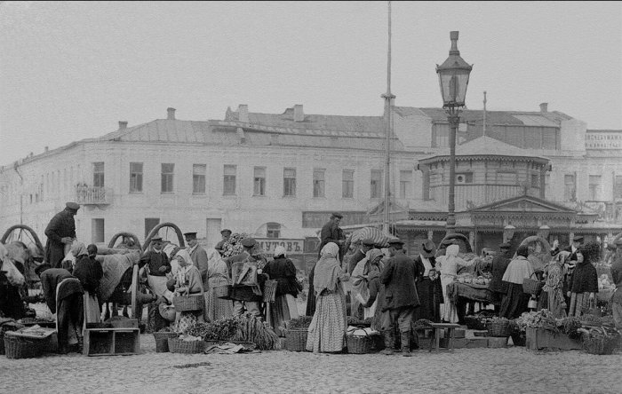 Смоленский рынок в Москве, XIX век./Фото: img-fotki.yandex.ru