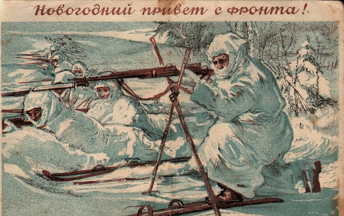 Новогодние открытки соответствовали военной тематике. /Фото: contragents.ru