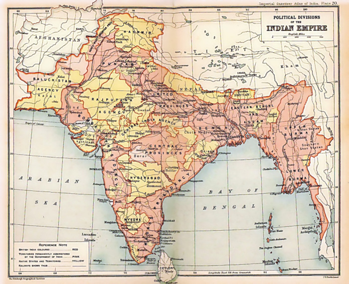 Карта британской Индии. /Фото: classicalastrologer.files.wordpress.com