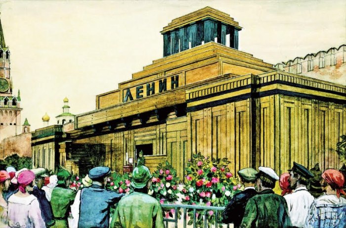 Деревянный мавзолей на рисунке Исаака Бродского 1924 года./Фото: isrageo.com