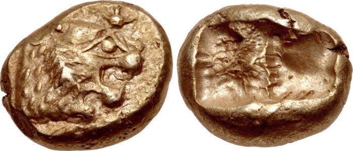 Так выглядели первые в мире монеты./Фото: goldena.ru