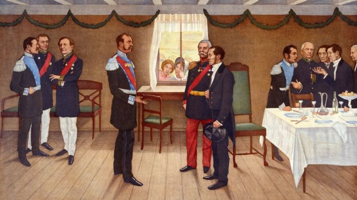 Вернер фон Хаусен запечатлел на своём рисунке историческую встречу императора и сенатора Снелльмана./Фото: img.yle.fi