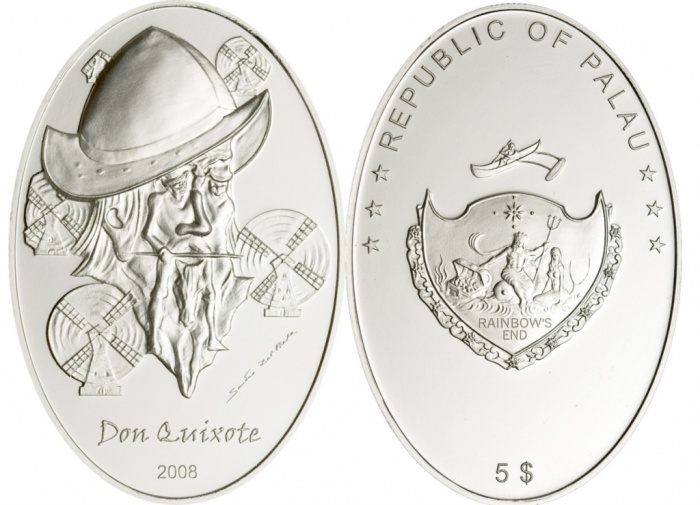 Монета-иллюзия с изображением Дон Кихота и Санчо Пансы./Фото: news.coin.su