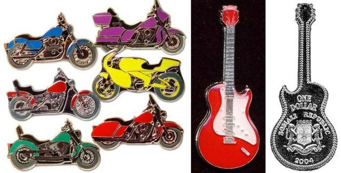 Монеты в форме гитар и мотоциклов./Фото: cdn.trinixy.ru