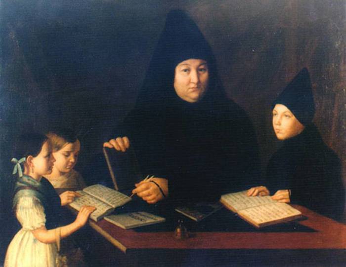 Неизвестный художник. Монахиня Сусанна (Рылеева) учит детей./Фото: f12.ifotki.info