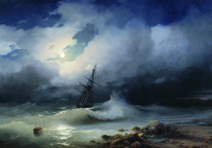 Иван Айвазовский. Бурное море ночью (1853)
