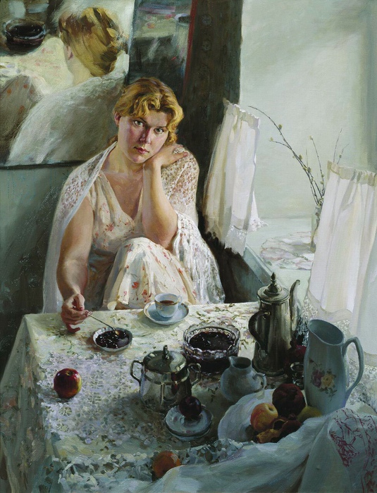 В Петербурге предпочитали кофе, в Москве — чай. Картина Анатолия Коробкина.