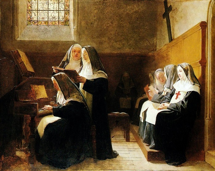 Репетирующие монахини на картине Жеана Жоржа Вибера.
