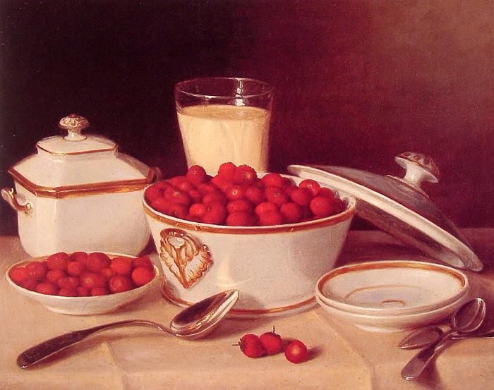 В девятнадцатом веке клубнику со сливками уже точно подавали. Картина Фрэнсиса Джона Вубурда.