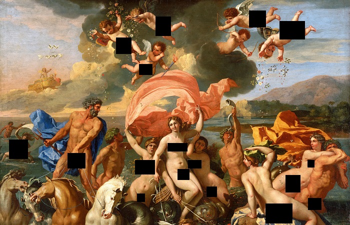 Картина Николя Пуссена после тщательной цензуры.