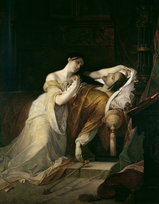 Хуана Безумна возле мёртвого Филиппа, картина Луи Галлэ.