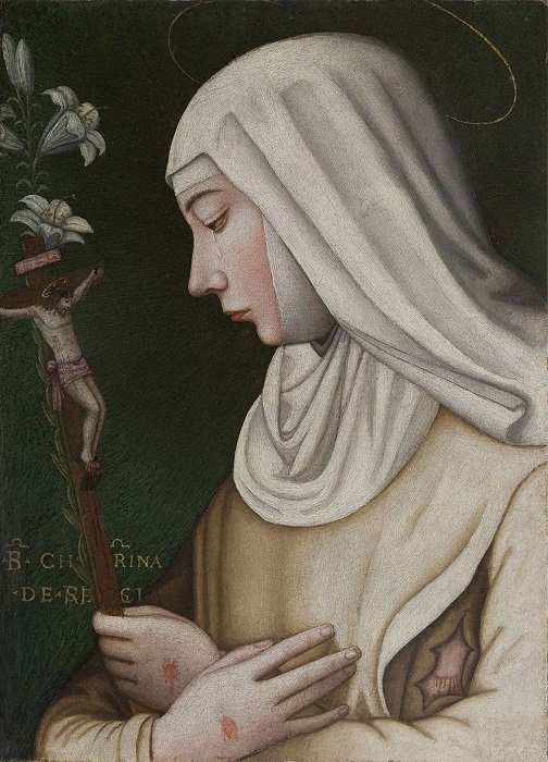 Самая знаменитая картина Нелли изображает Екатерину Сиенскую, святую, которая при жизни, не будучи монахиней, стала известным богословом, проповедницей и общественной деятельницей.